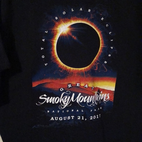 2017 Total Solar Eclipse Great Smoky Mountains National Park Black Tee Mens XXL - Picture 9 of 12
